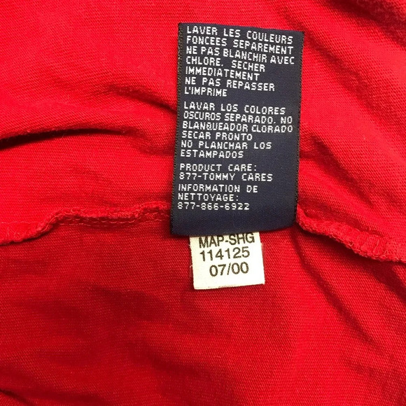 Vintage Y2K Junior’s Tommy Hilfiger Red Crew Neck Long Sleeve Shirt - Size XL - Picture 7 of 7